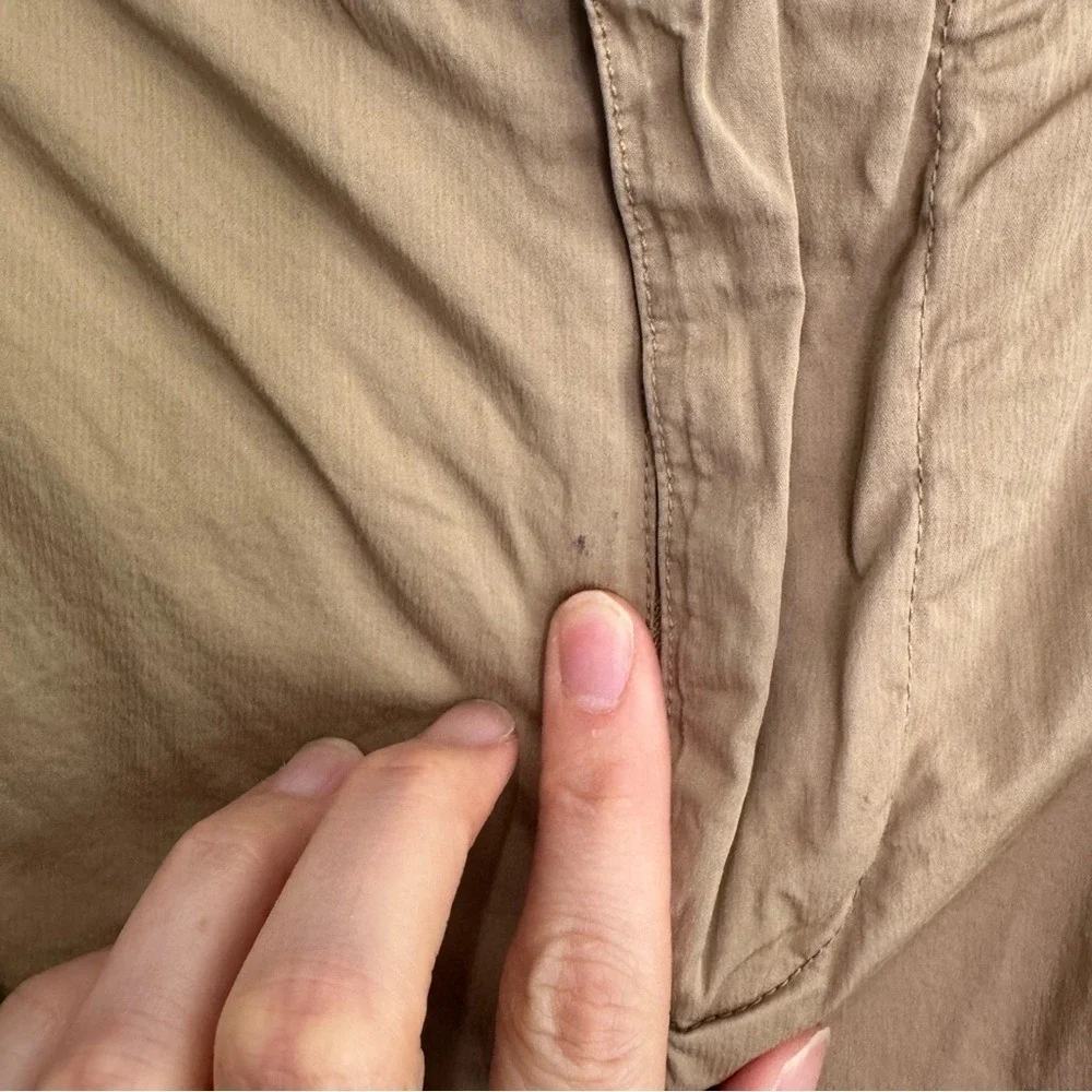 FRAME‎ Tie Up Rolled Shorts Khaki Tan Pleated Cuffed Chino Preppy Womens 4